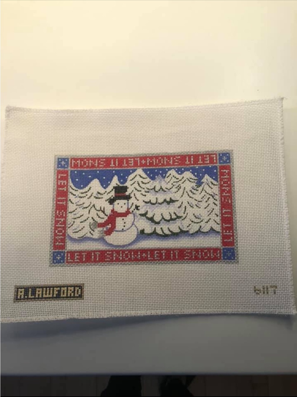 Holiday Snowman ⛄️ Needlepoint Canvas in Red, Blue, White